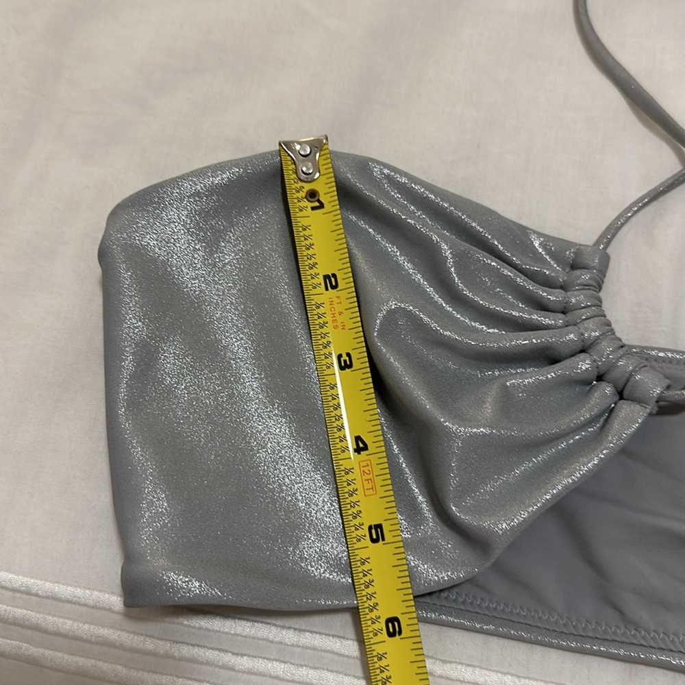 NWT UO Out From Under Isla Metallic Bandeau Bikini Set Top-Size L Bottoms-Size M - Picture 12 of 16